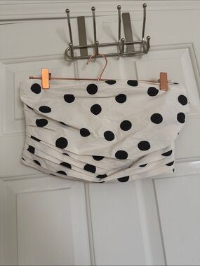LOFT White Strapless Polka Dot Top